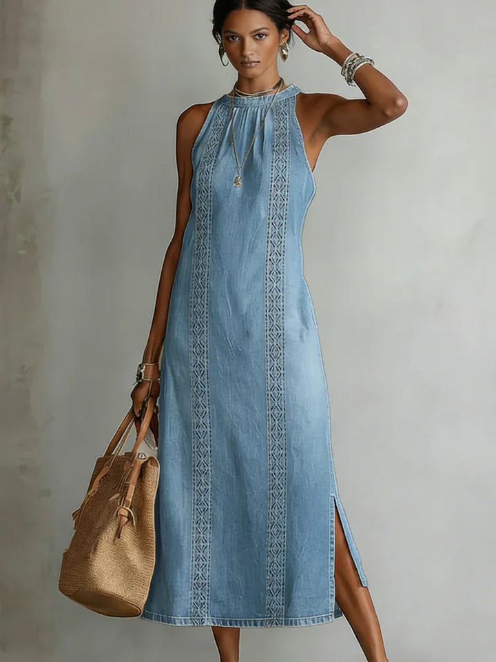 Julia | Robe en denim rétro à dentelle