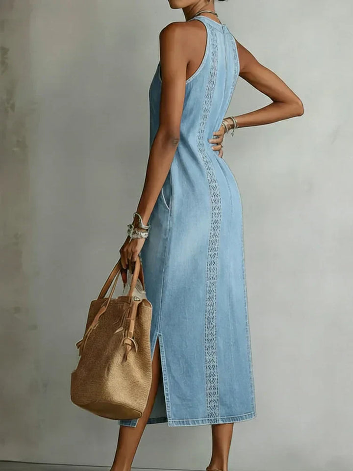 Julia | Robe en denim rétro à dentelle