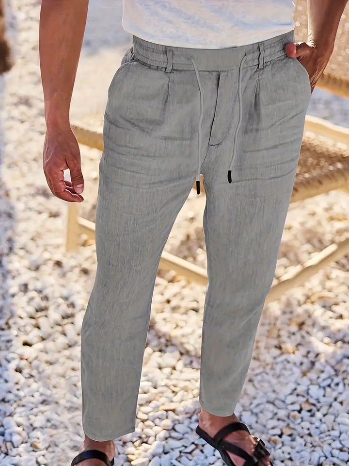 NICHOLS | Wide-Leg Linen Trousers with Drawstring