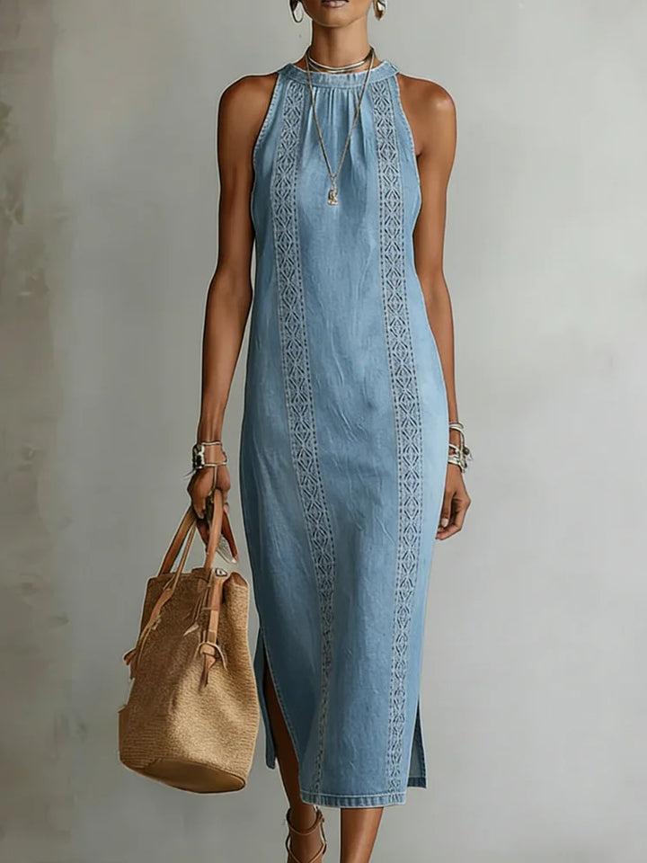 Julia | Robe en denim rétro à dentelle