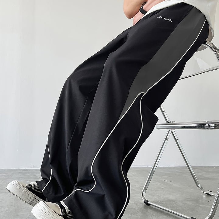 Heren Sportieve Lange Broek, Trendy Color-blocked Veelzijdige Casual Broek