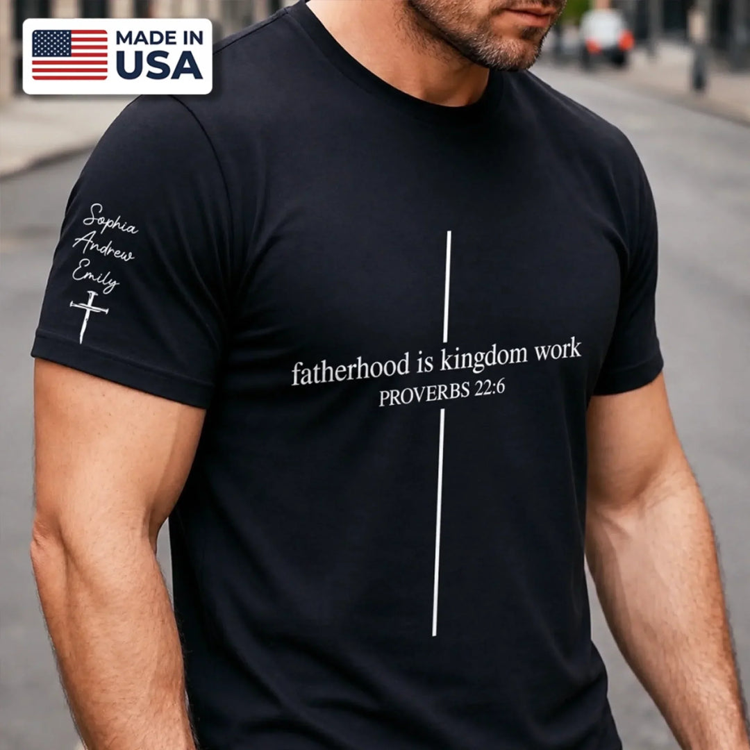 Custom Unisex T-Shirt With Design On Sleeve - Personalized Father's Day Birthday Gifts For Dad, Grandpa - My First Hero, My Forever Hero