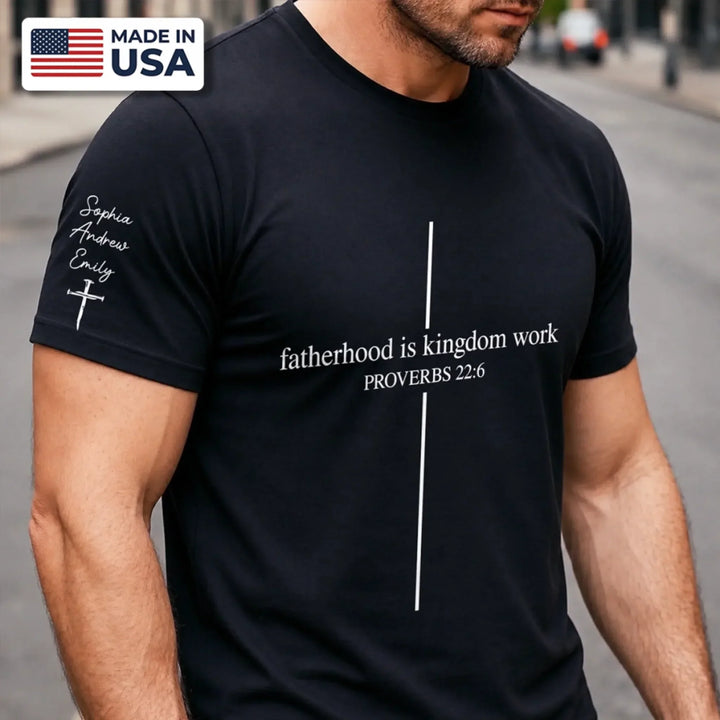 Custom Unisex T-Shirt With Design On Sleeve - Personalized Father's Day Birthday Gifts For Dad, Grandpa - My First Hero, My Forever Hero