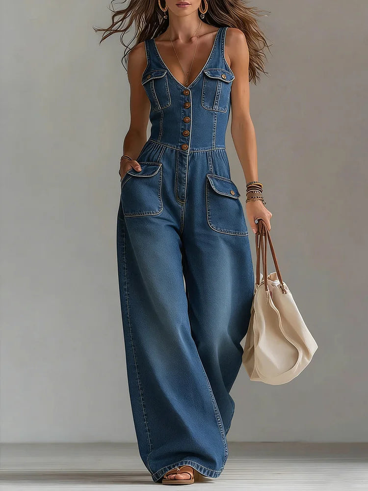 Sophie | Combinaison en denim large décontractée