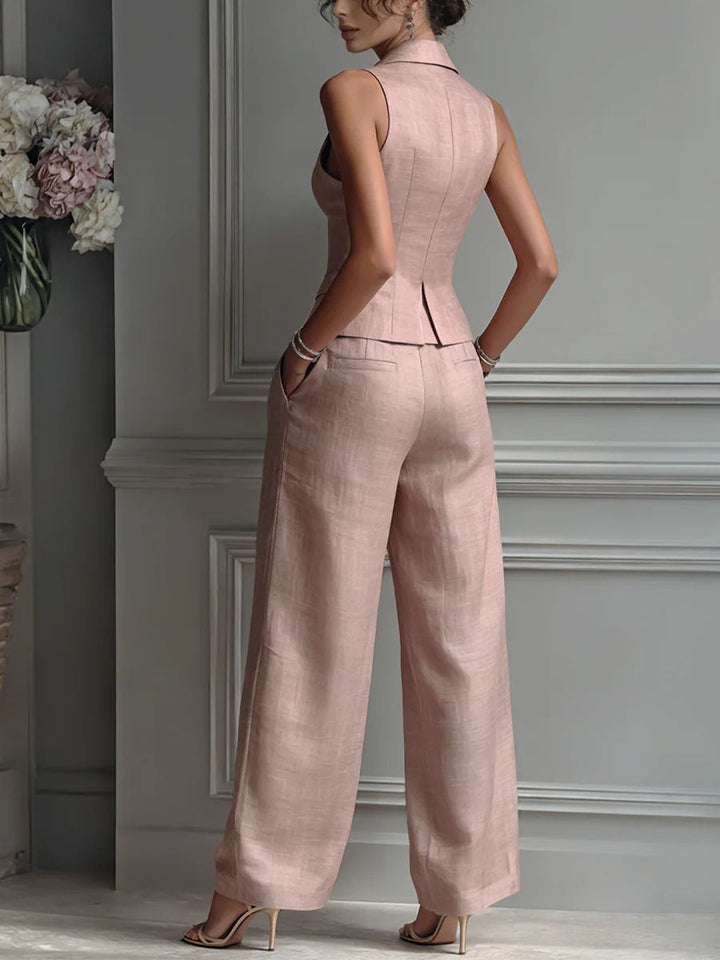 Charlotte | Ensemble deux pièces boutonné avec col en V pour femme