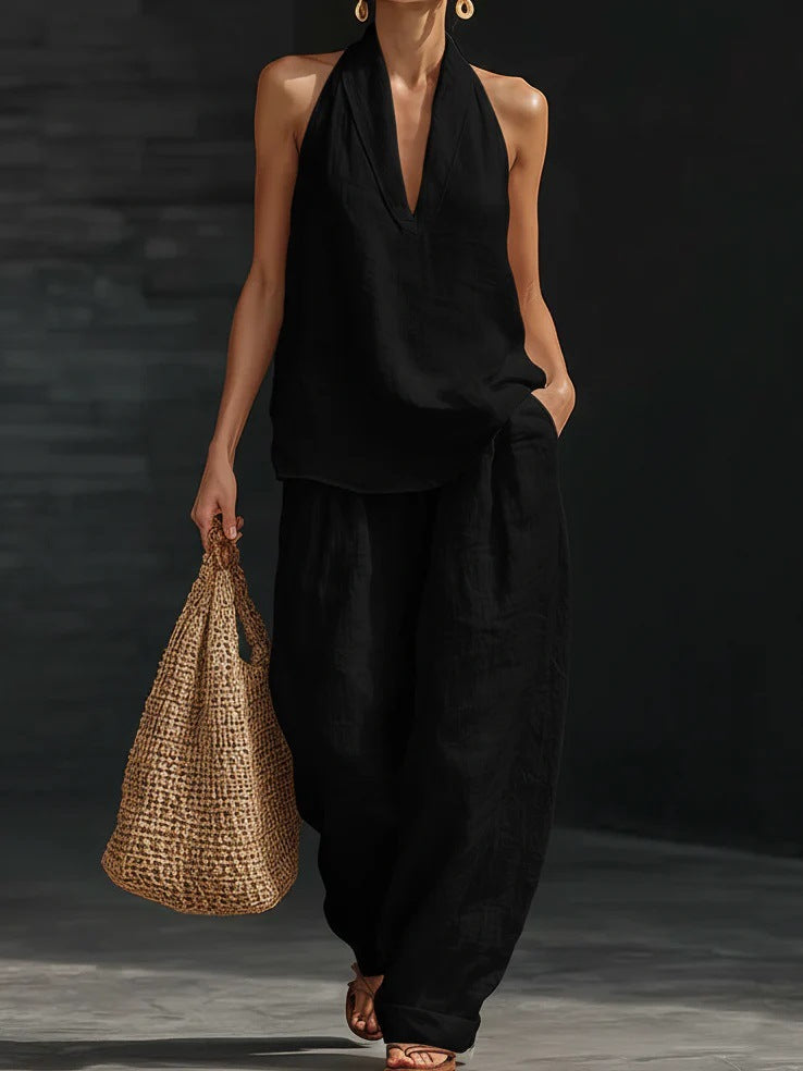 Nathalie™ – Ensemble sans manches et pantalon large