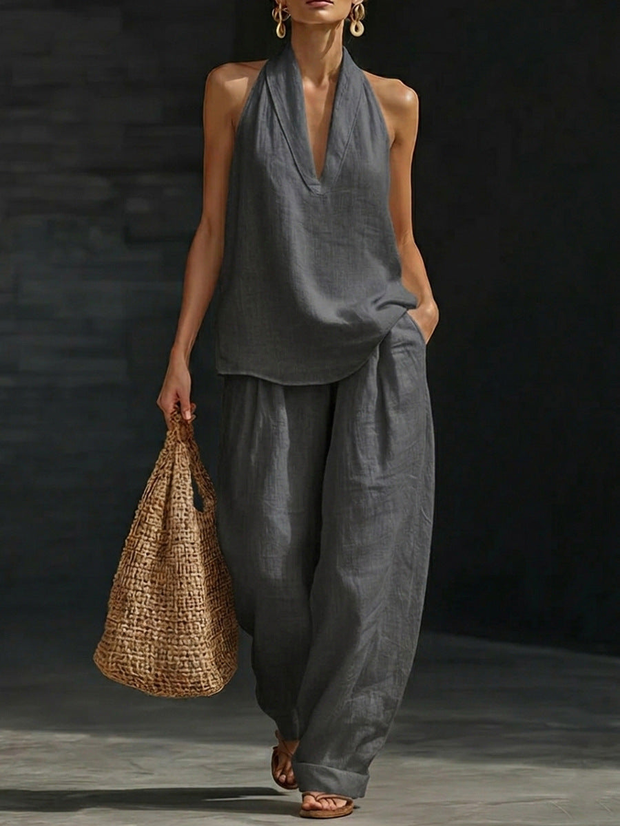 Nathalie™ – Ensemble sans manches et pantalon large