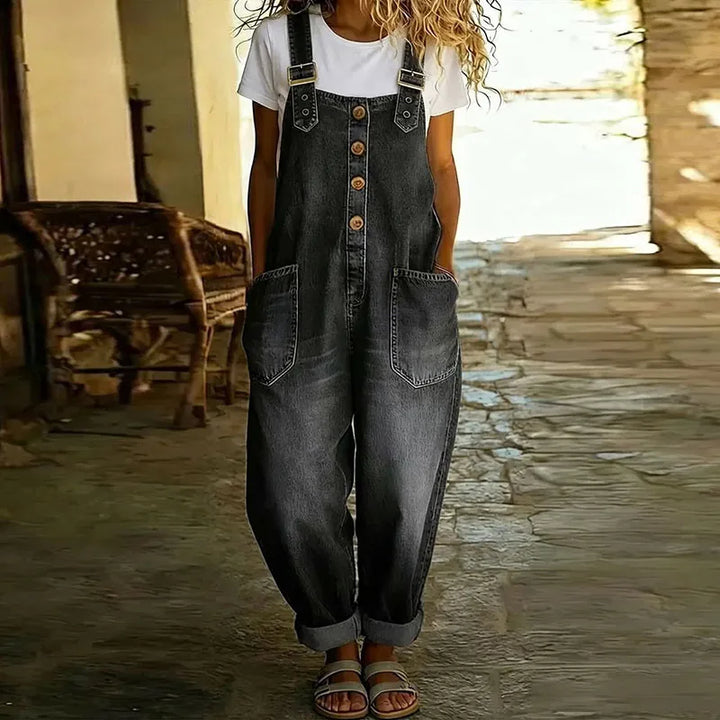 Mae | Salopette effet denim coton doux vintage à bretelles réglables