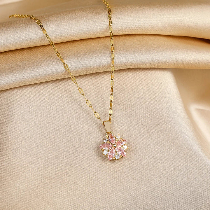 Sakura Rose Stainless Steel Necklace