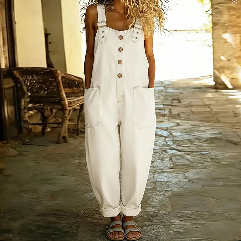 Mae | Salopette effet denim coton doux vintage à bretelles réglables