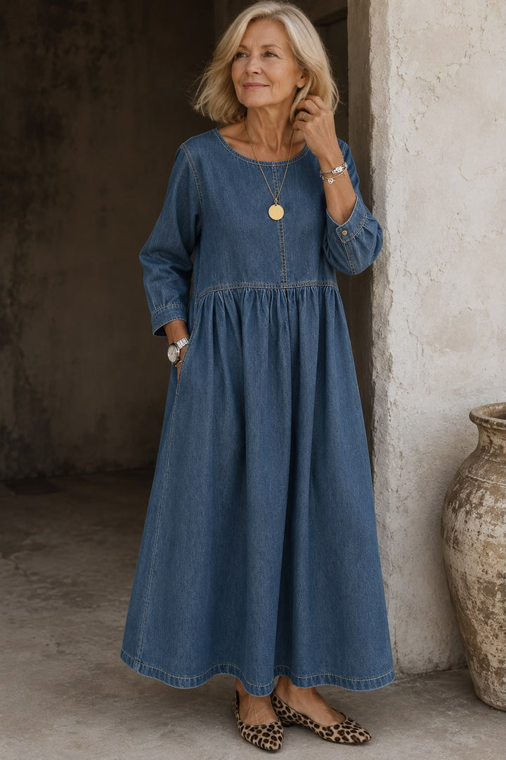 Melissa | Robe en denim manches longues col rond