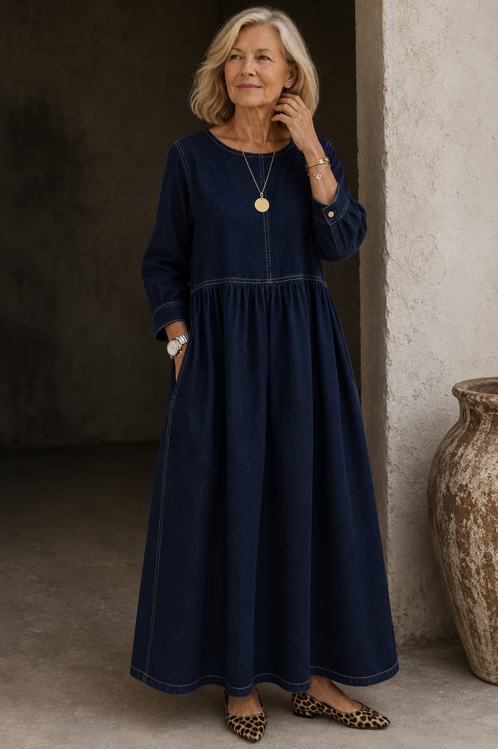 Melissa | Robe en denim manches longues col rond