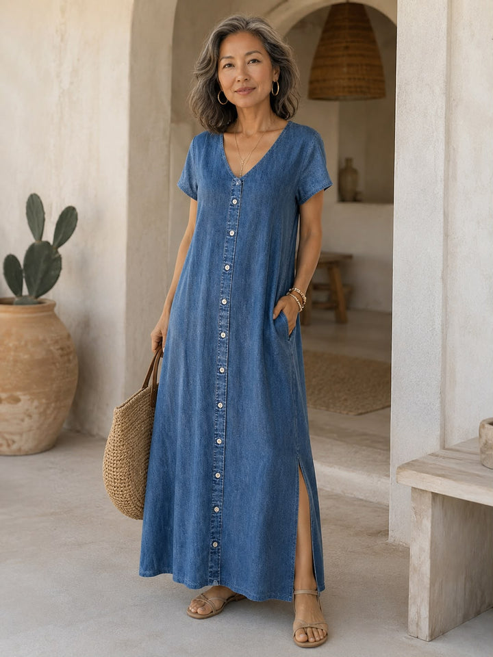 Helen | Robe en denim rétro soignée