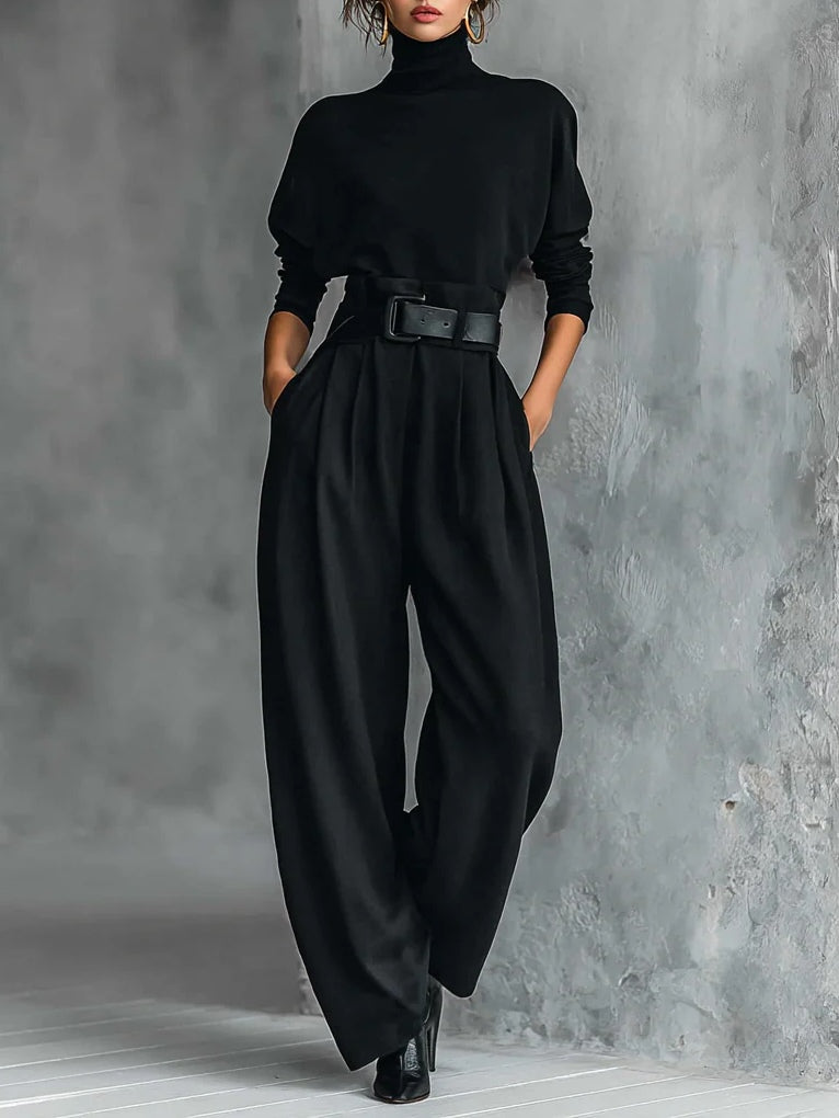 Lisa™ | Ensemble de 2 pièces noir avec ceinture