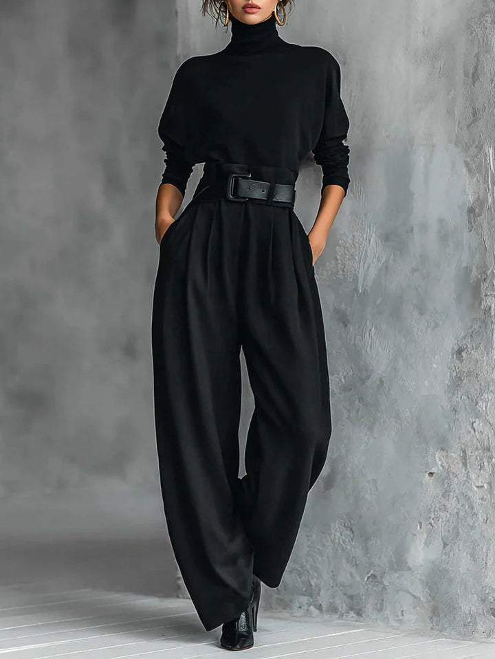 Lisa™ | Ensemble de 2 pièces noir avec ceinture