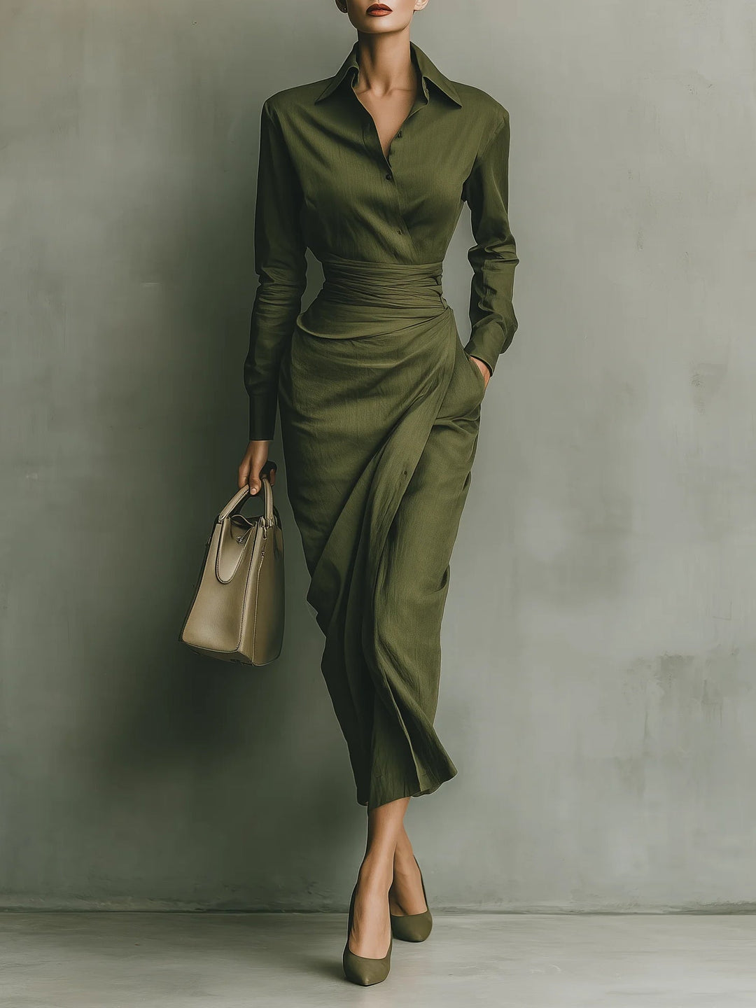 Noëlle™ | Robe maxi en vert militaire