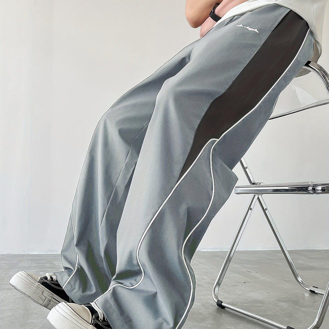 Heren Sportieve Lange Broek, Trendy Color-blocked Veelzijdige Casual Broek