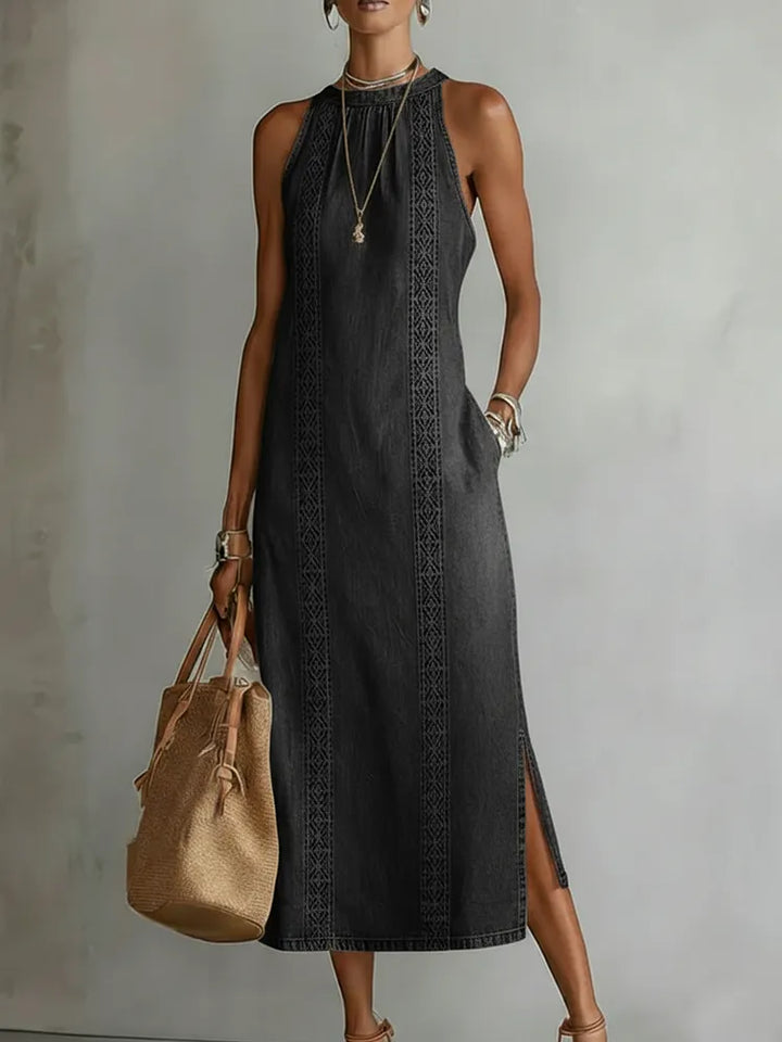 Julia | Robe en denim rétro à dentelle