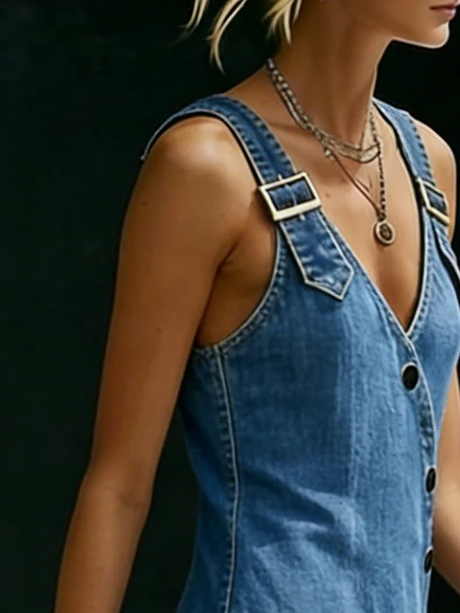 Vera | Robe longue en denim boutonnée