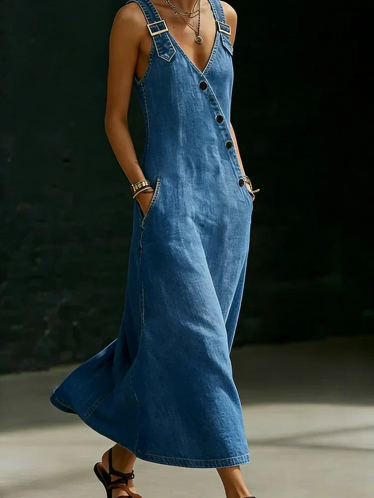 Vera | Robe longue en denim boutonnée