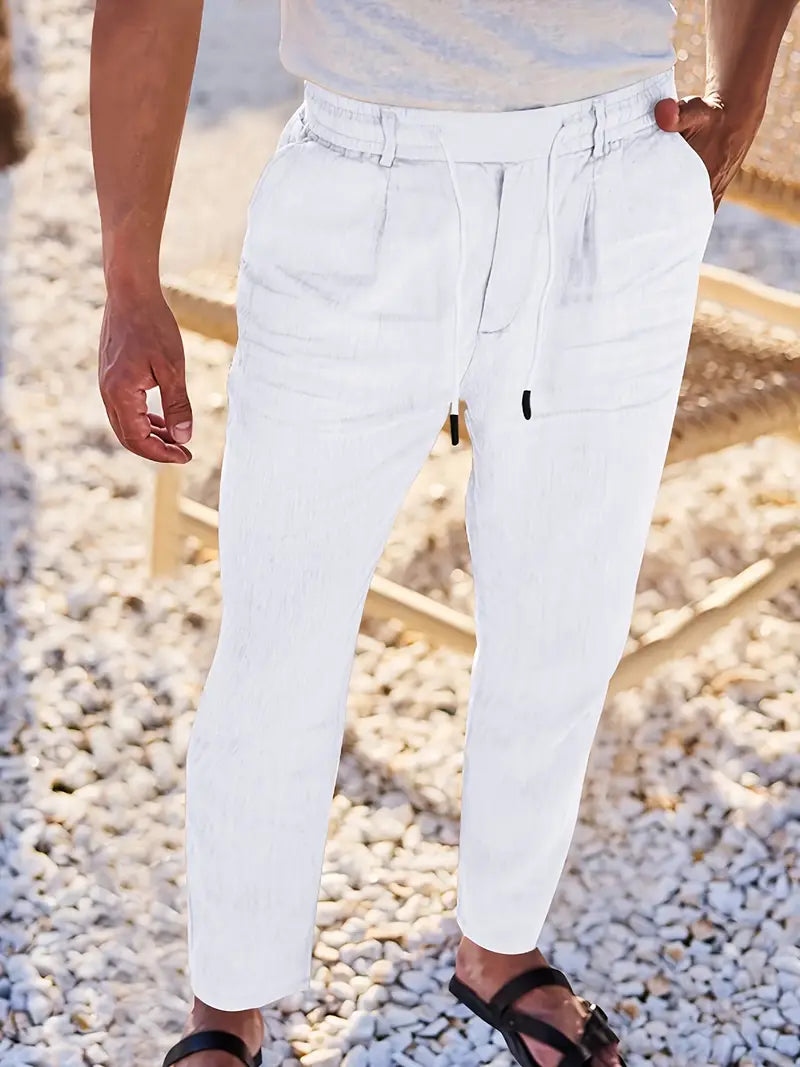 NICHOLS | Wide-Leg Linen Trousers with Drawstring