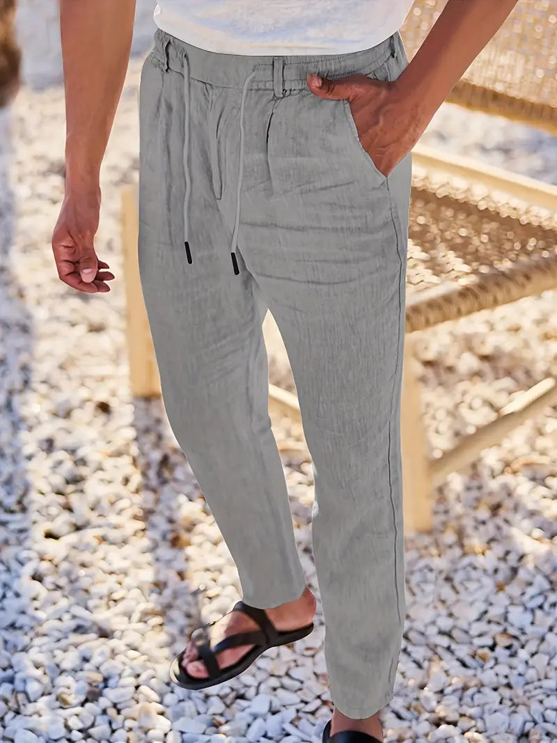 NICHOLS | Wide-Leg Linen Trousers with Drawstring