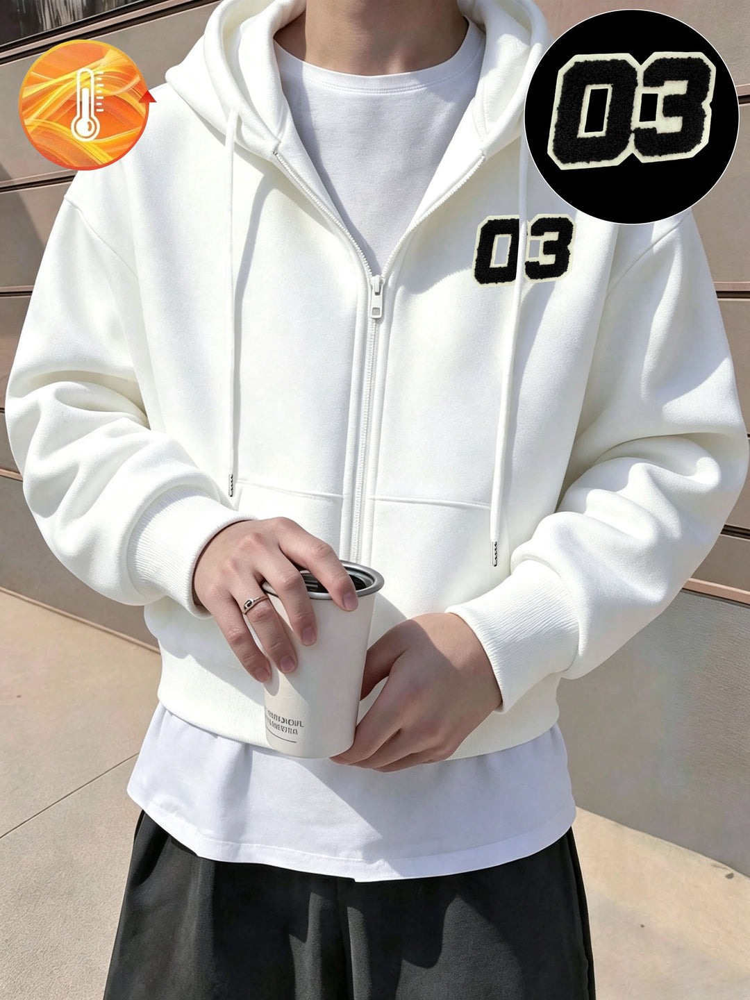 Heren "7.62cm Zhangzi" losvallende sweatshirt met rits en verlaagde schouder, 50% katoen, 50% , herenkleding, jas met lange mouwen en voering, top met rits, cropped sweatshirt met capuchon, zakken, trekkoord, geschikt voor uitjes, vrijetijdskleding, het s