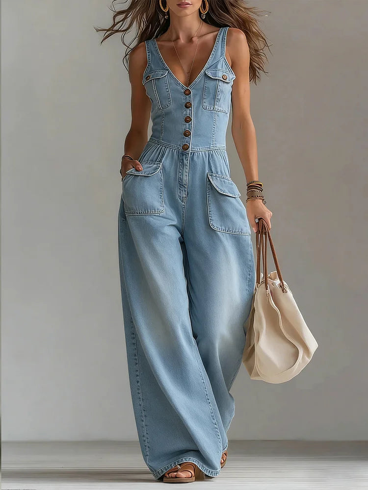 Sophie | Combinaison en denim large décontractée