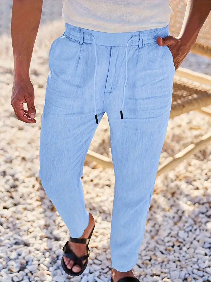 NICHOLS | Wide-Leg Linen Trousers with Drawstring