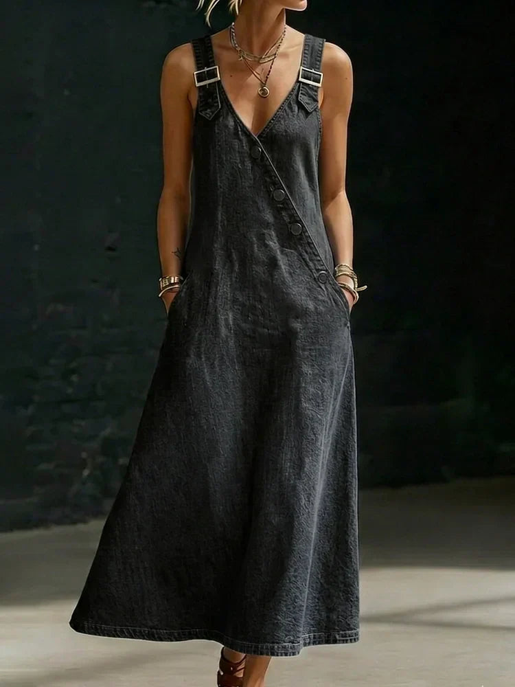Vera | Robe longue en denim boutonnée