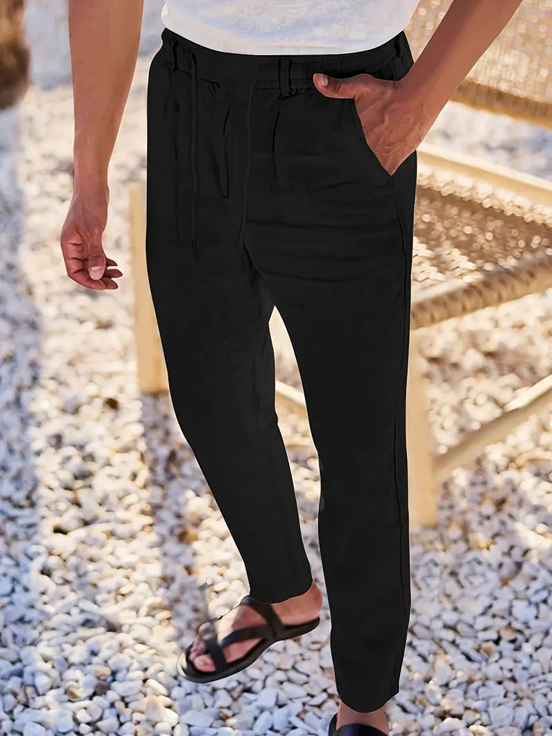 NICHOLS | Wide-Leg Linen Trousers with Drawstring