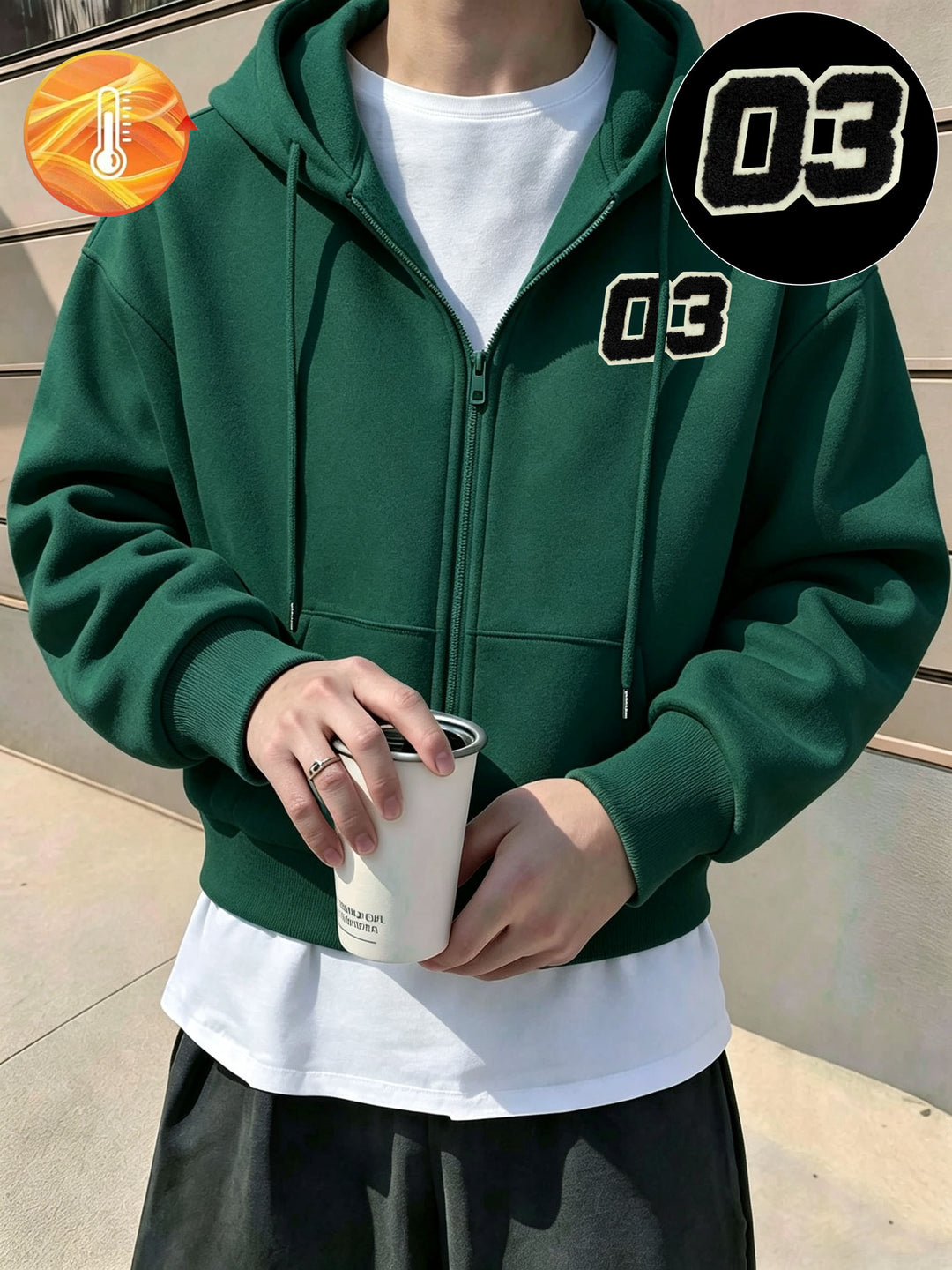Heren "7.62cm Zhangzi" losvallende sweatshirt met rits en verlaagde schouder, 50% katoen, 50% , herenkleding, jas met lange mouwen en voering, top met rits, cropped sweatshirt met capuchon, zakken, trekkoord, geschikt voor uitjes, vrijetijdskleding, het s