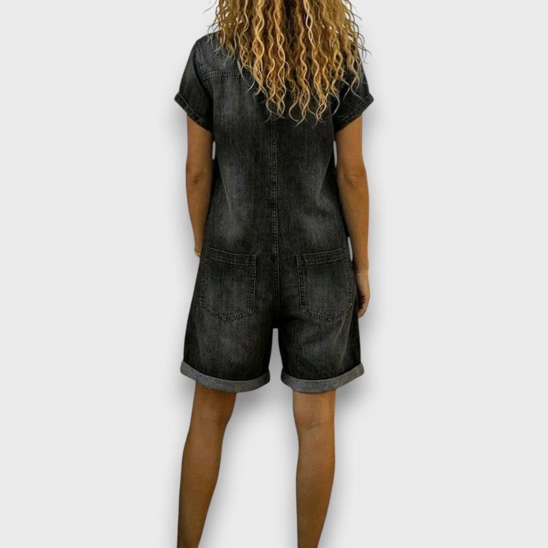 Joan | Salopette courte effet denim coton vintage