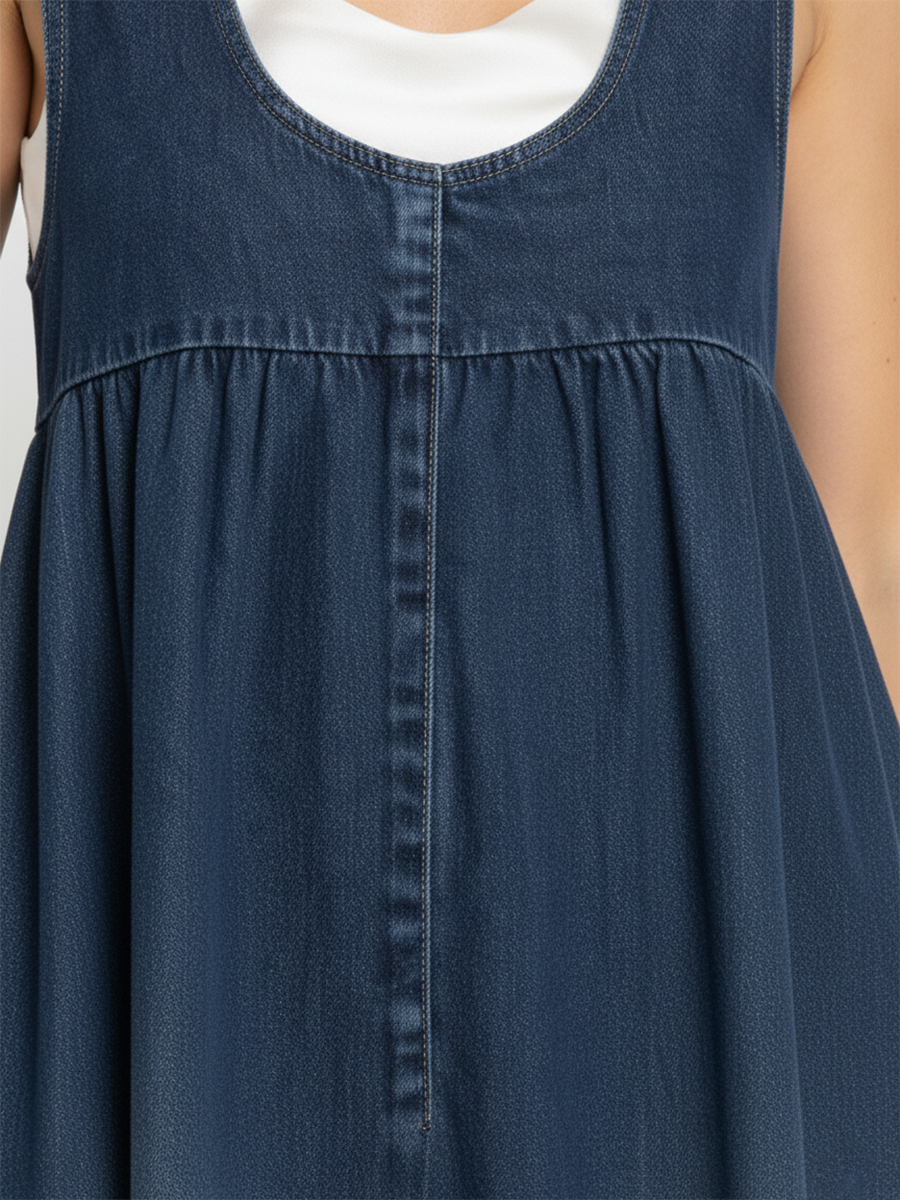 Karen | Robe maxi en denim lavé vintage toucher coton