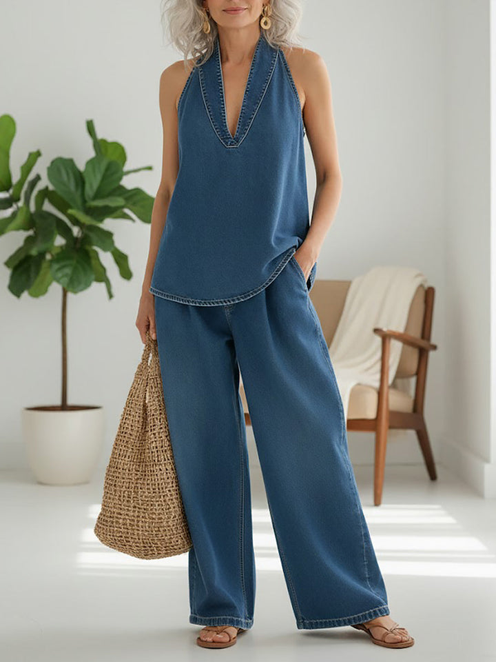 Ivy | Ensemble deux pièces effet denim lavé vintage
