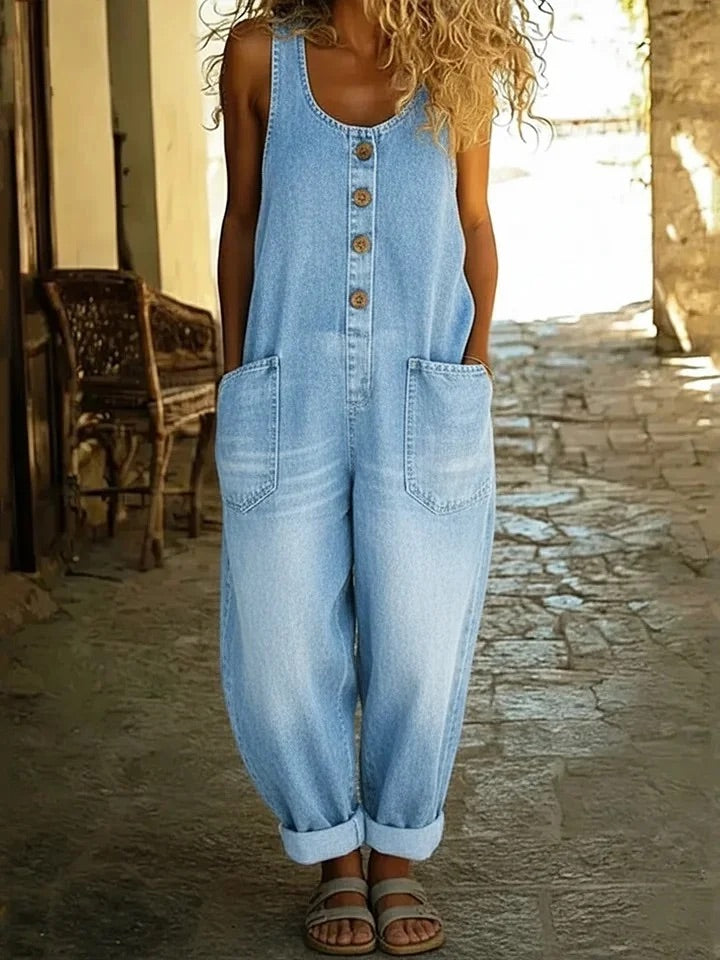 Ruth | Salopette en denim coton lavé vintage